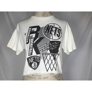 Brooklyn Nets NBA Junk Food White Cropped T-Shirt Tee Top Women's SMALL